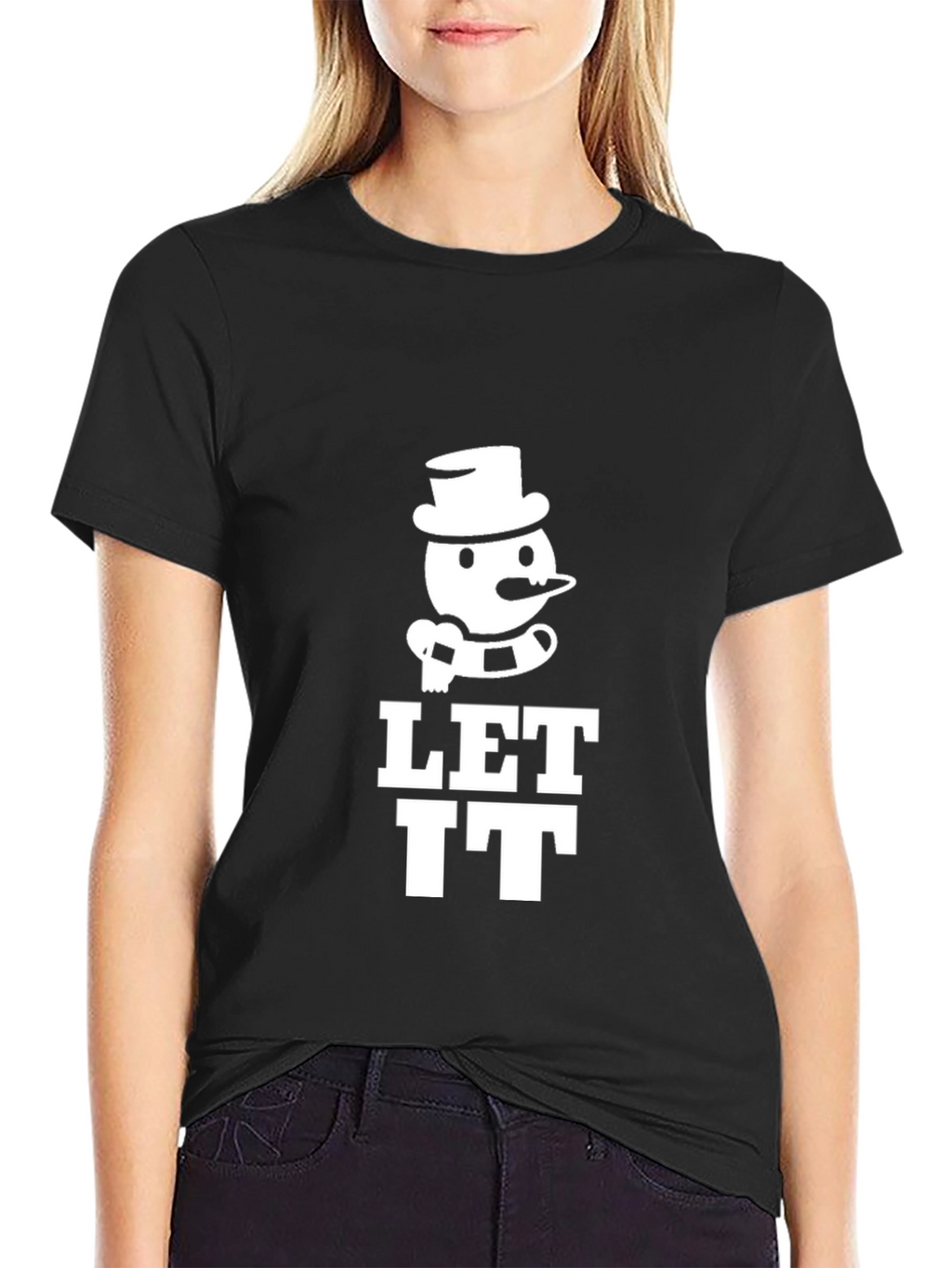 Let It Snowman Graphic Tee - Black