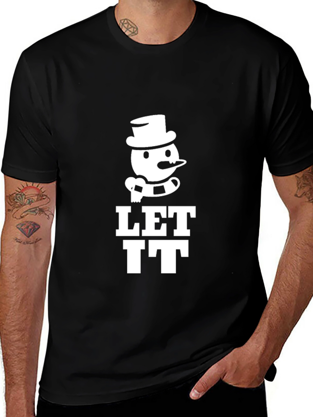 Let It Snowman Graphic Tee - Black