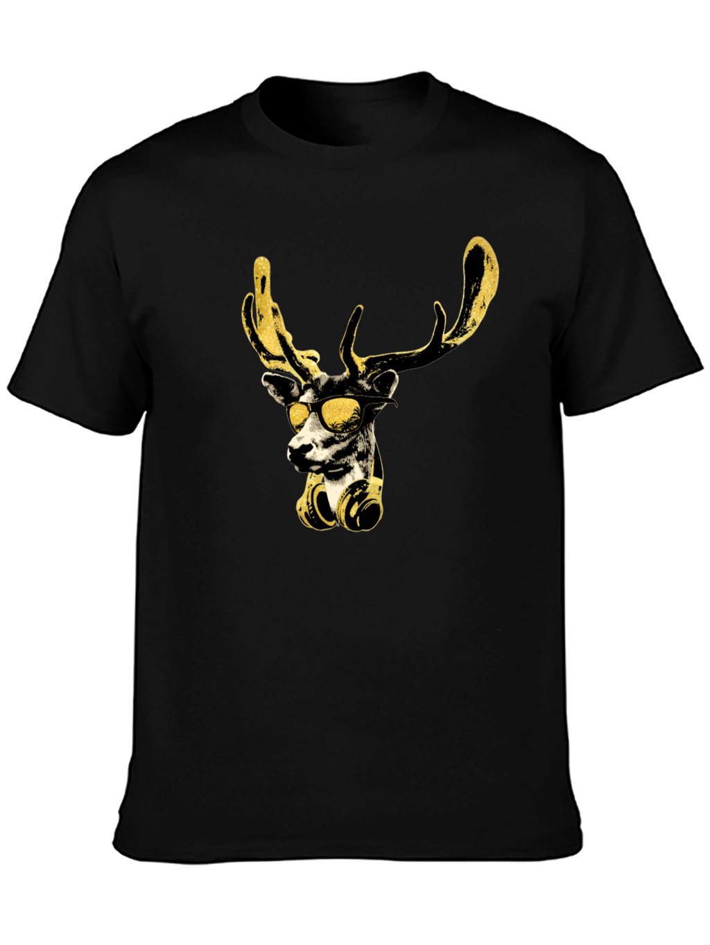 Cool Deer Graphic Black T-Shirt