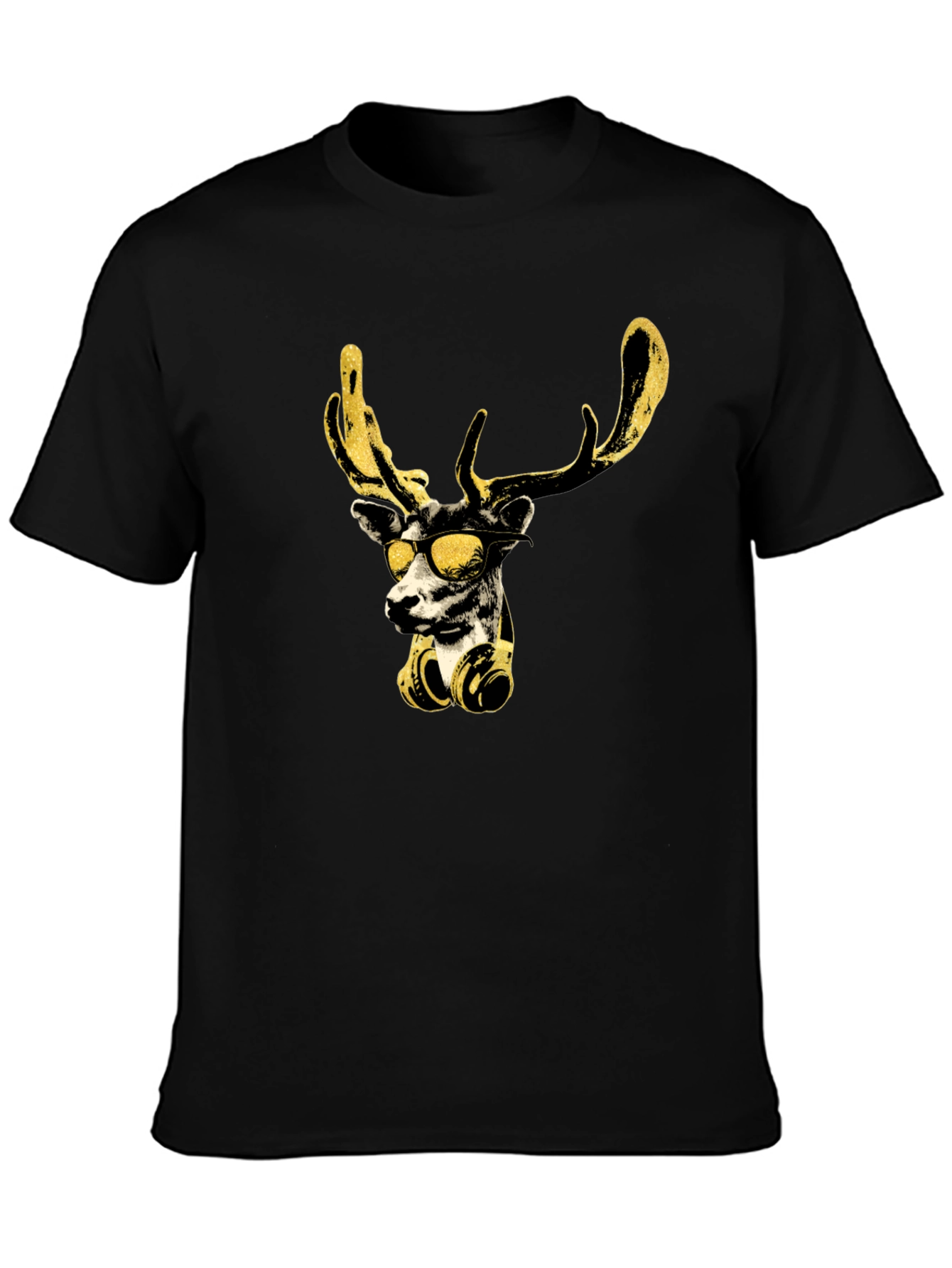Cool Deer Graphic Black T-Shirt