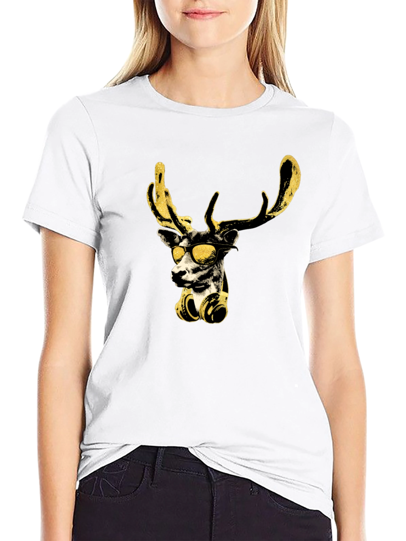 Cool Deer Graphic Black T-Shirt