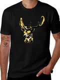 Cool Deer Graphic Black T-Shirt
