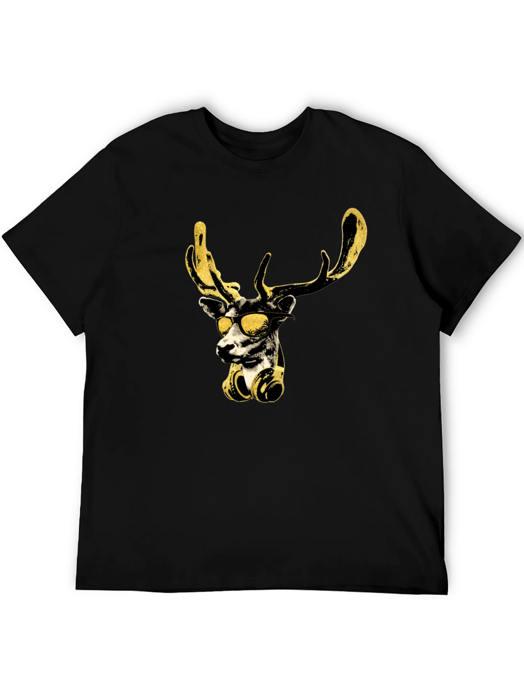 Cool Deer Graphic Black T-Shirt