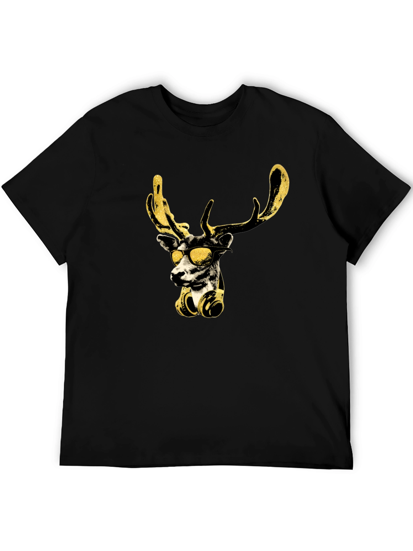 Cool Deer Graphic Black T-Shirt