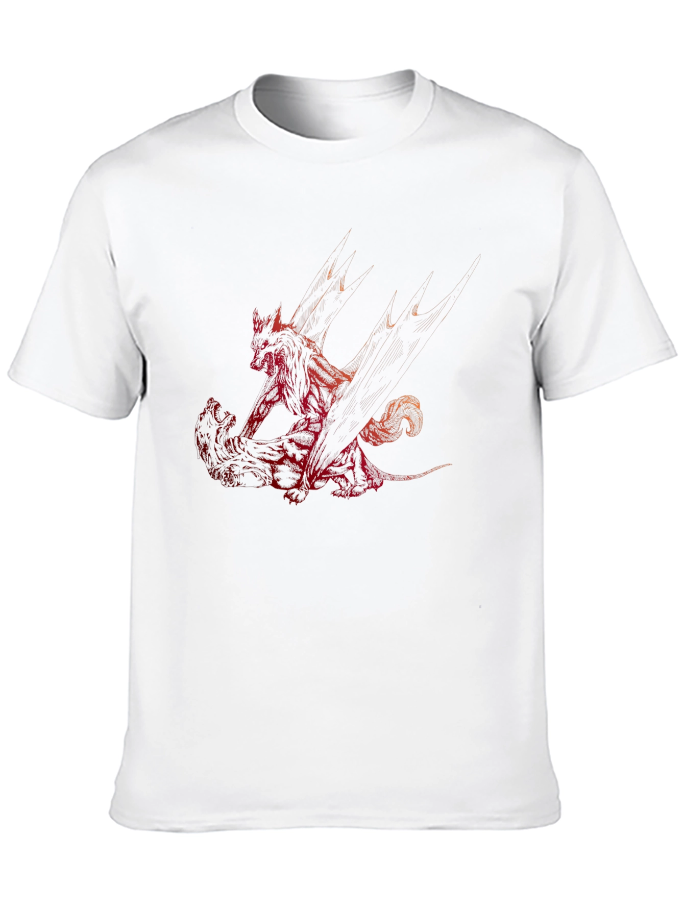 Red Dragon Print Black T-Shirt