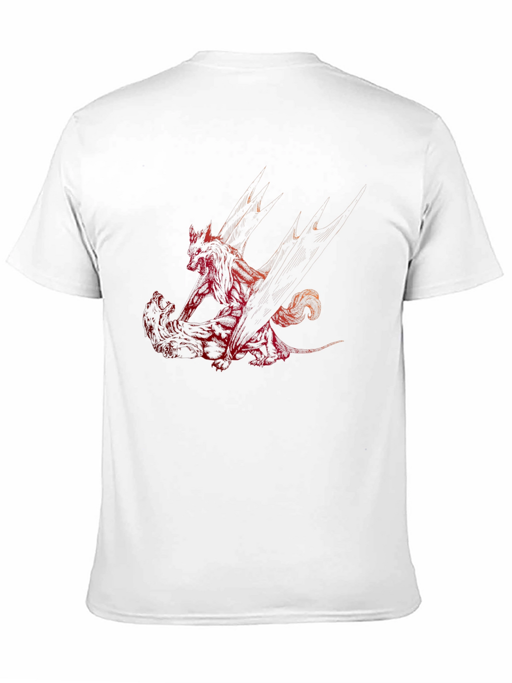 Red Dragon Print Black T-Shirt