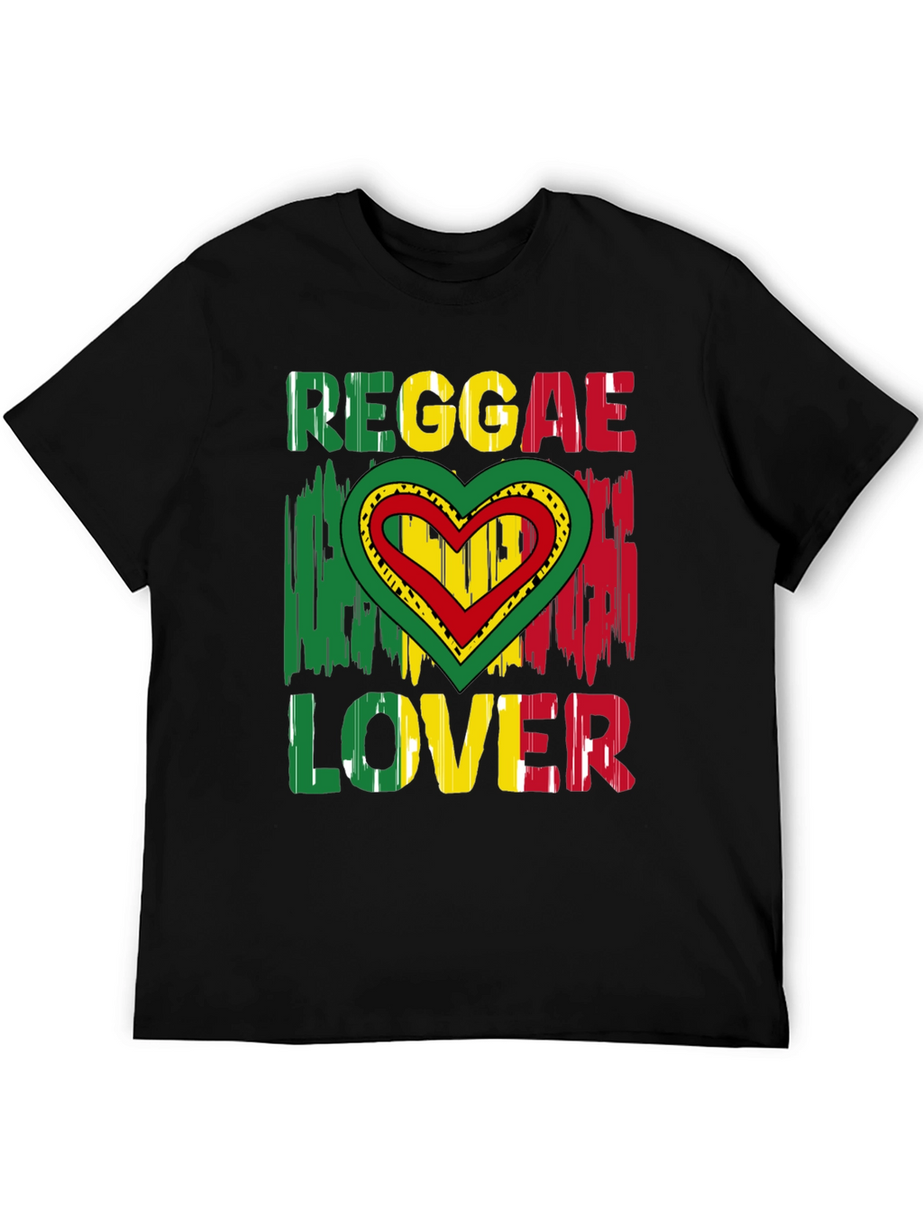 Reggae Lover Graphic Tee - Rasta Heart Design