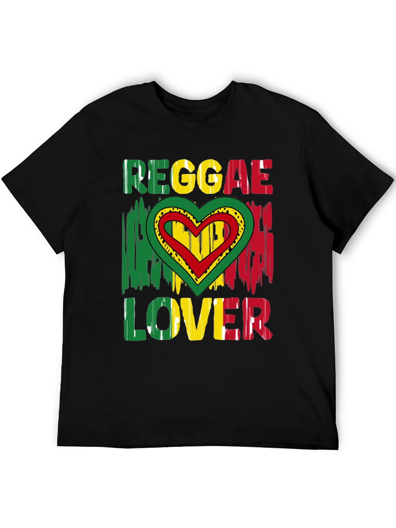 Reggae Lover Graphic Tee - Rasta Heart Design