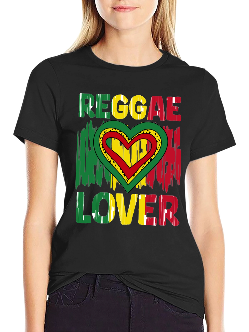 Reggae Lover Graphic Tee - Rasta Heart Design