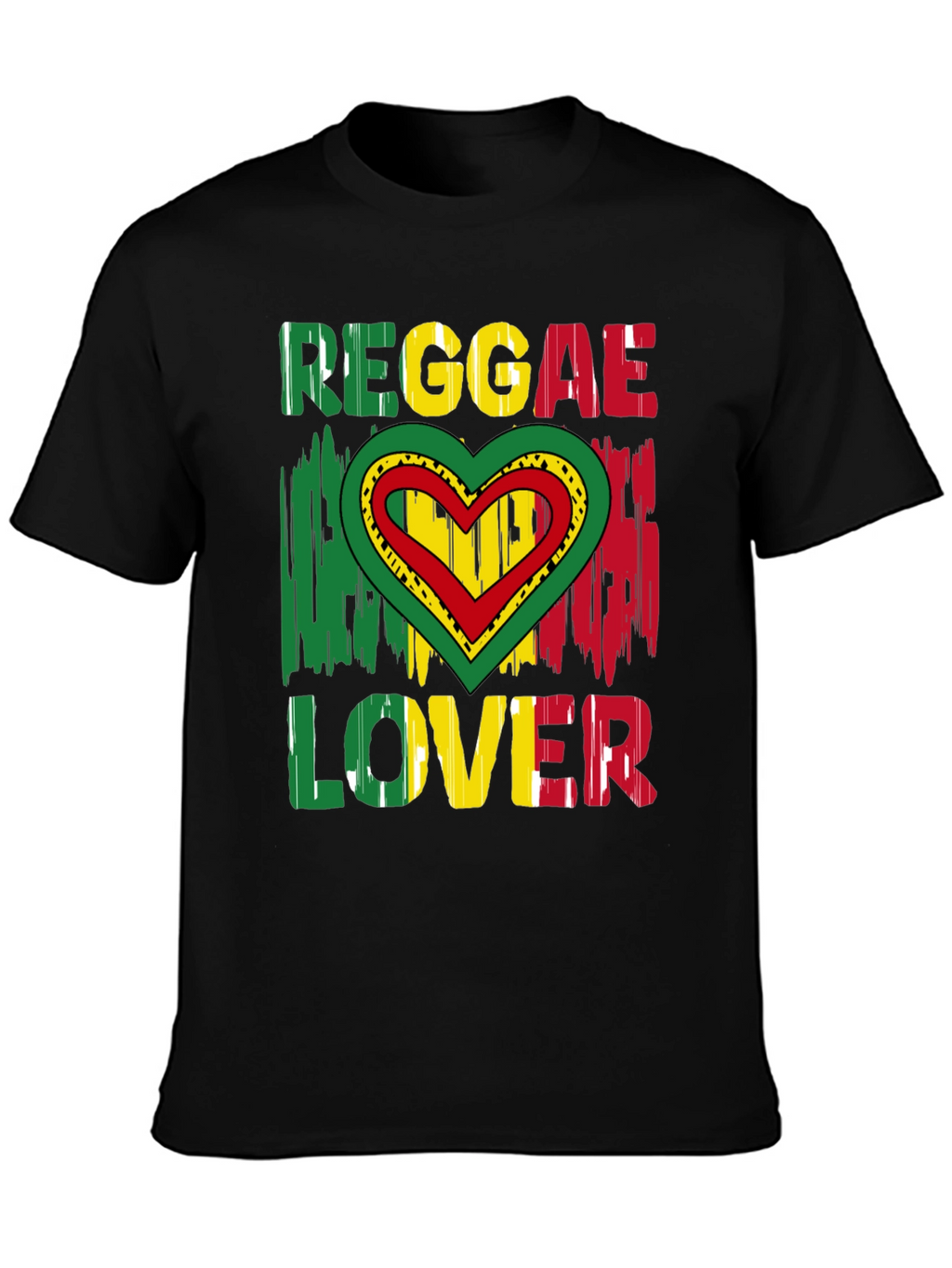 Reggae Lover Graphic Tee - Rasta Heart Design