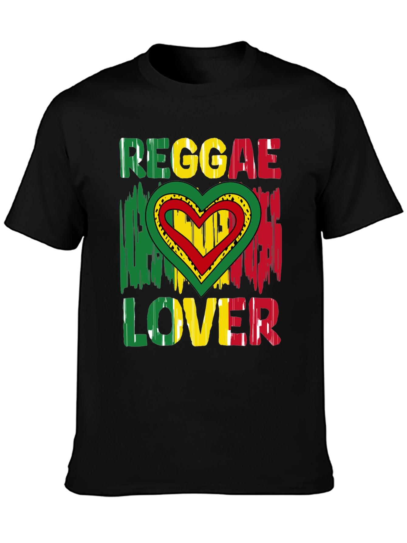 Reggae Lover Graphic Tee - Rasta Heart Design