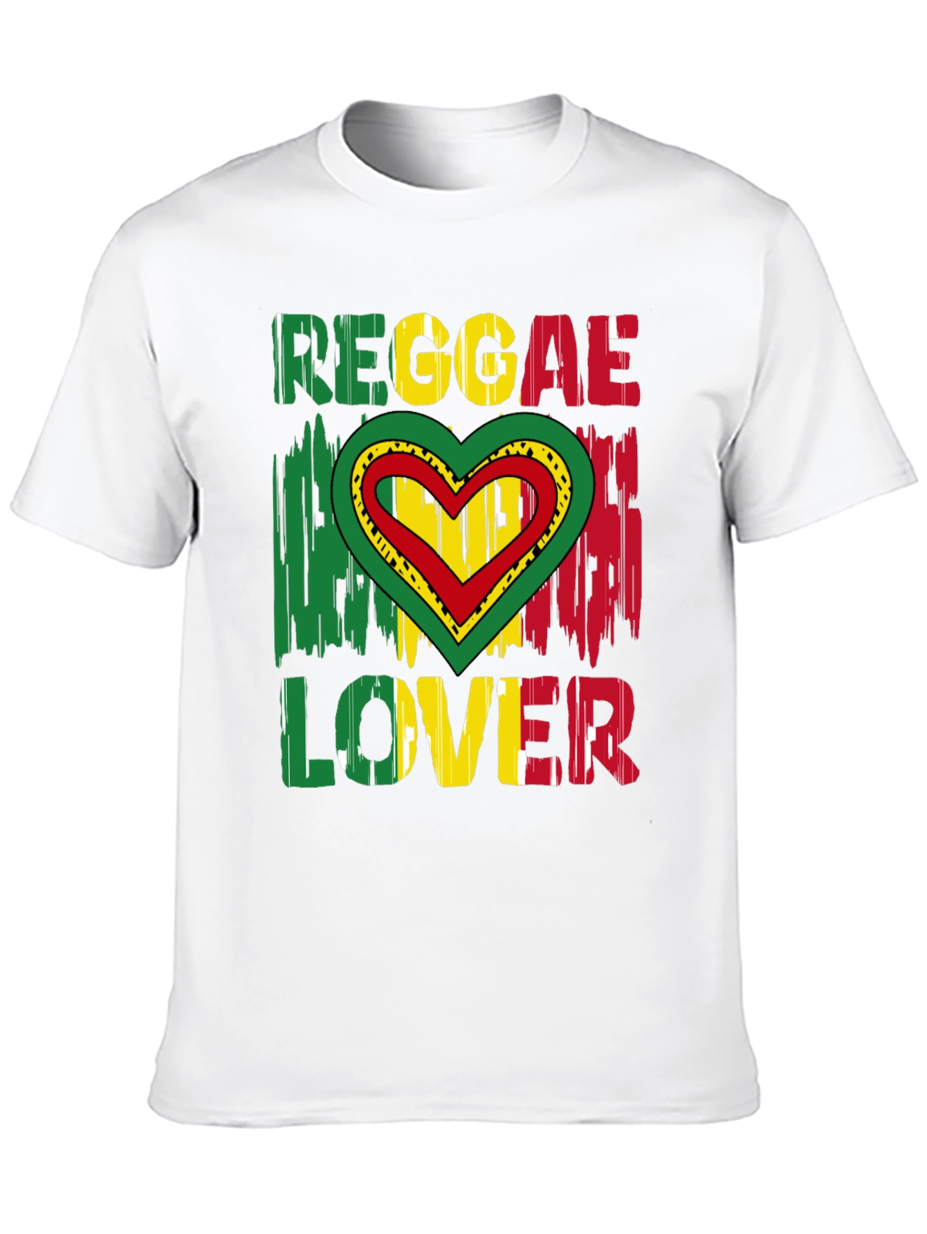 Reggae Lover Graphic Tee - Rasta Heart Design