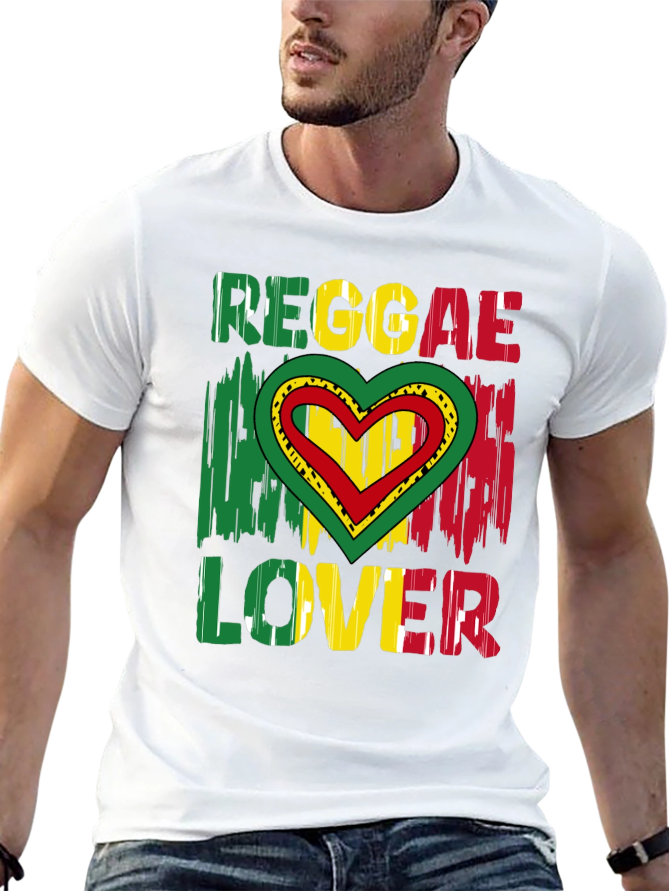 Reggae Lover Graphic Tee - Rasta Heart Design