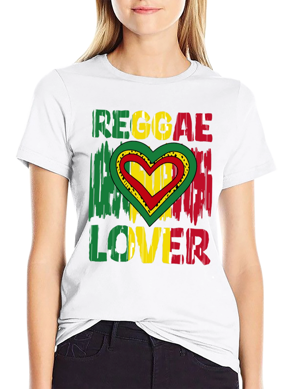 Reggae Lover Graphic Tee - Rasta Heart Design