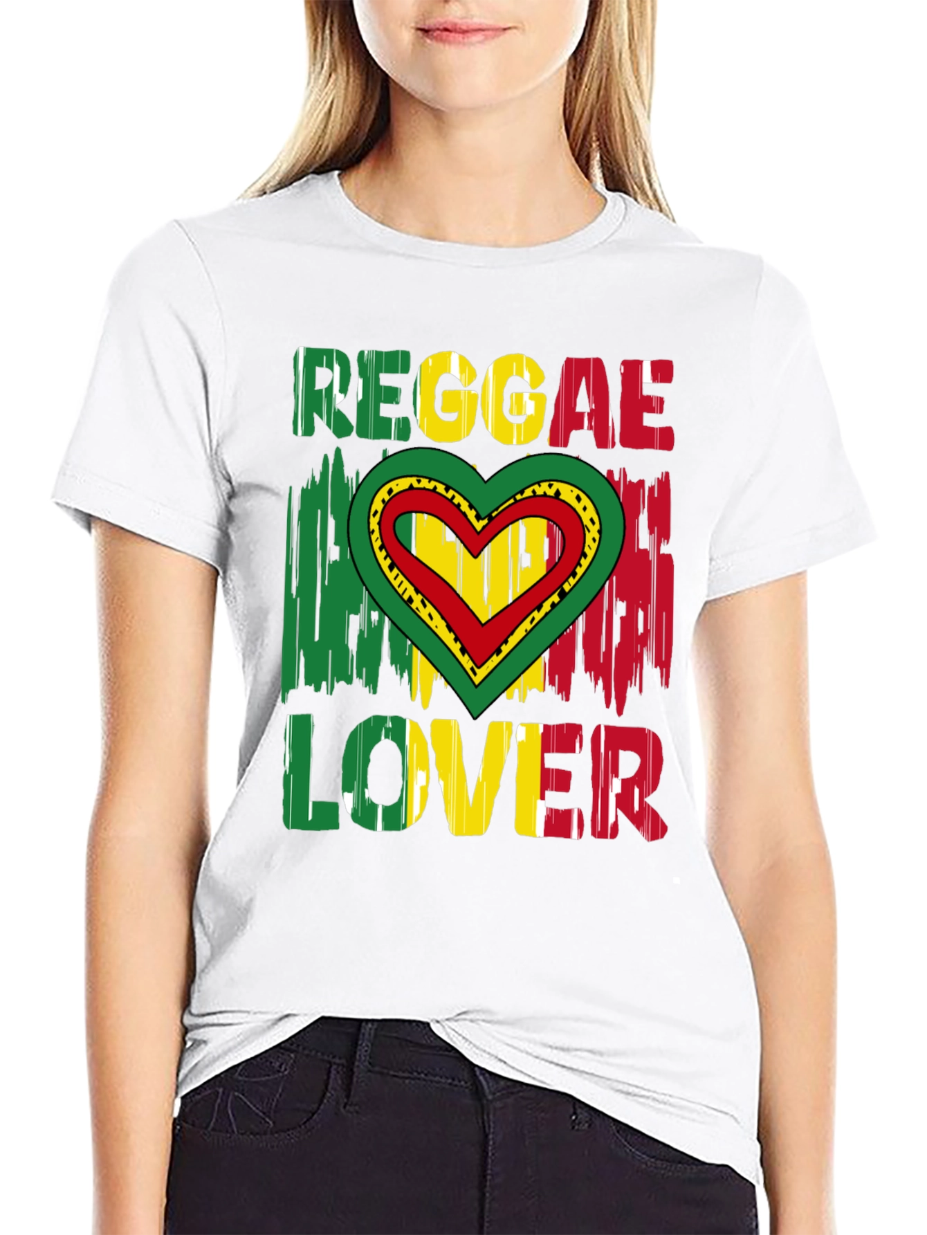 Reggae Lover Graphic Tee - Rasta Heart Design