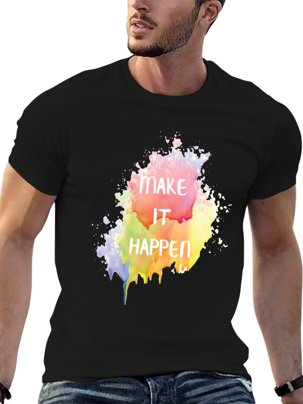 Make It Happen Graphic Tee - Black Cotton Blend
