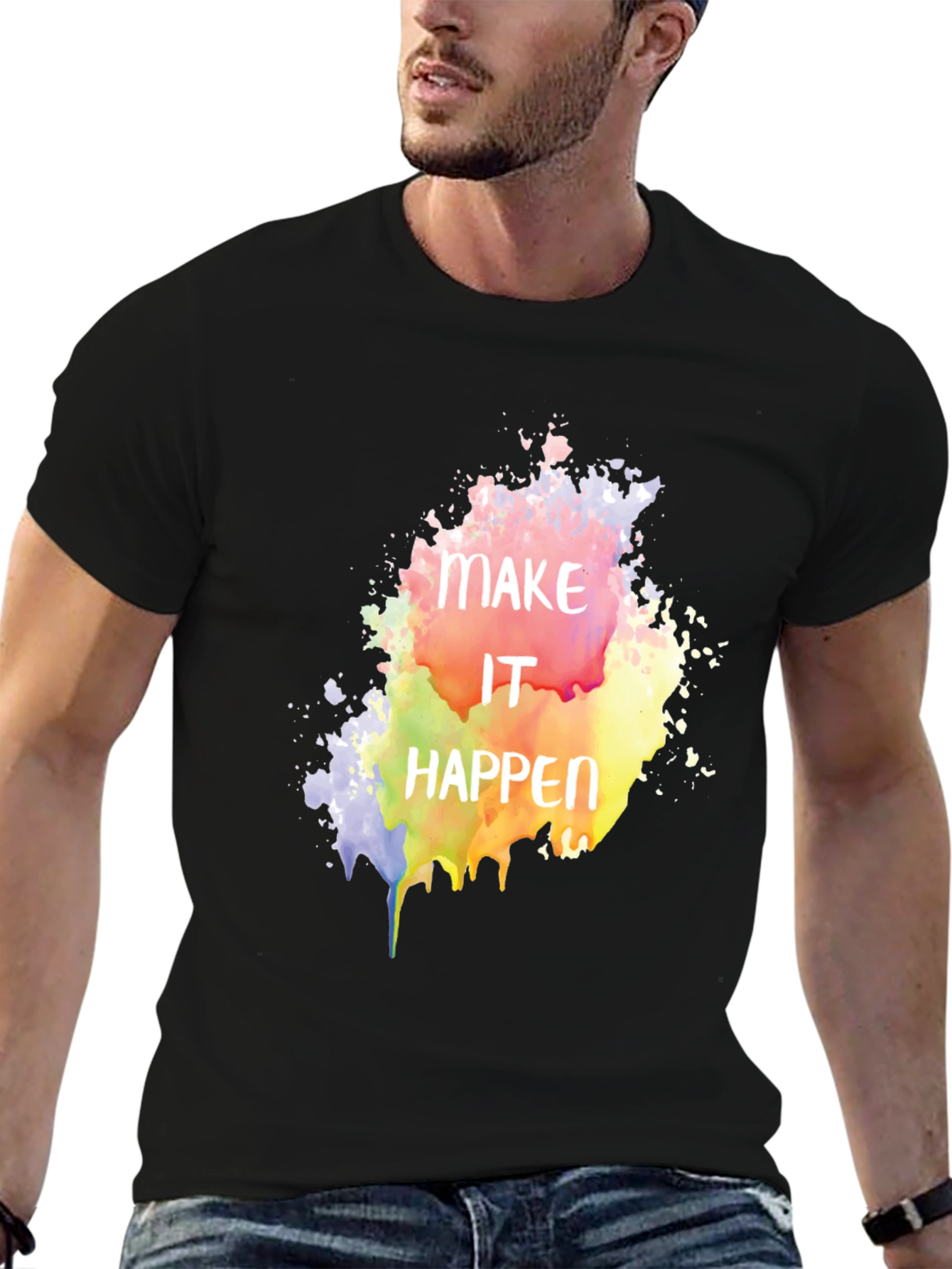 Make It Happen Graphic Tee - Black Cotton Blend