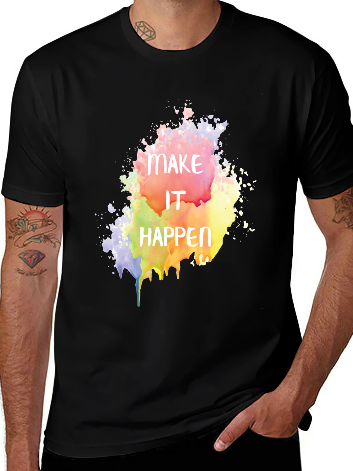 Make It Happen Graphic Tee - Black Cotton Blend