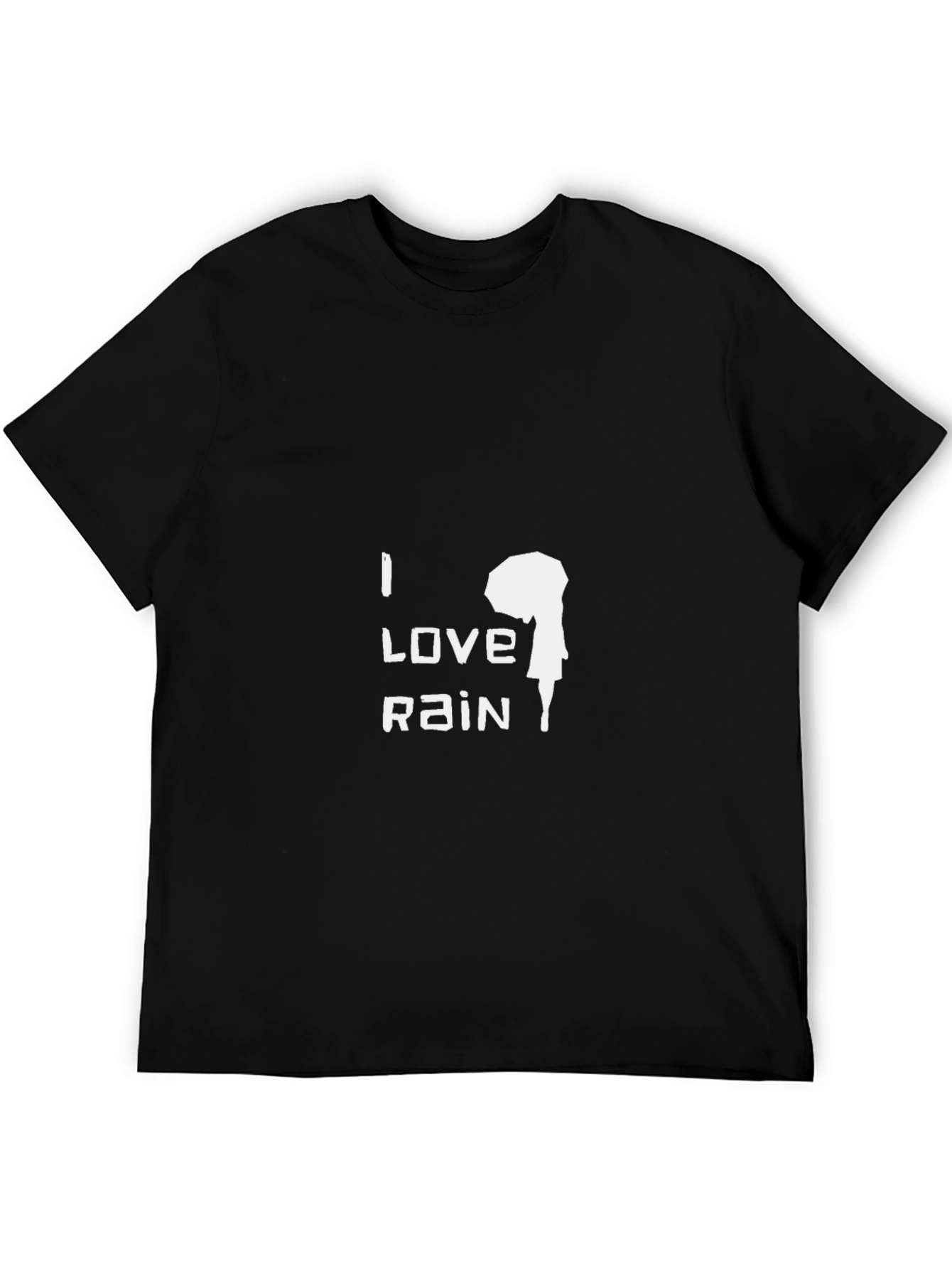 I Love Rain Graphic Black T-Shirt
