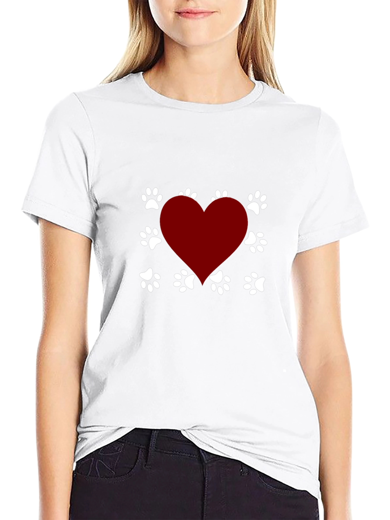 Dog Lover Heart Paw Print T-Shirt
