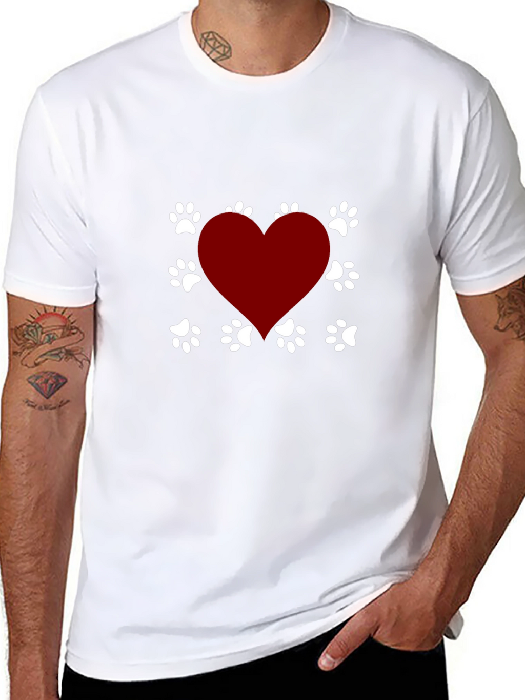 Dog Lover Heart Paw Print T-Shirt