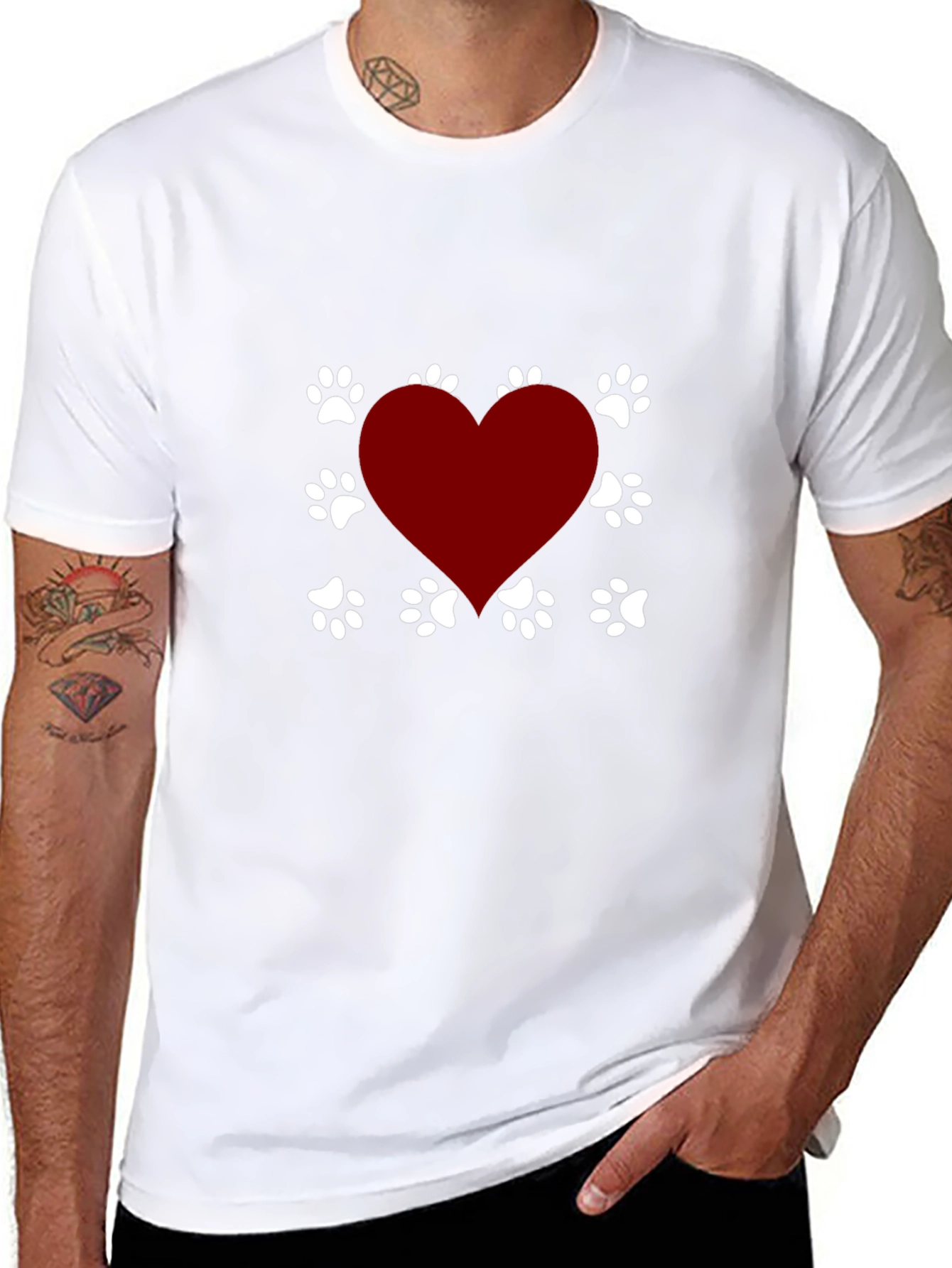 Dog Lover Heart Paw Print T-Shirt