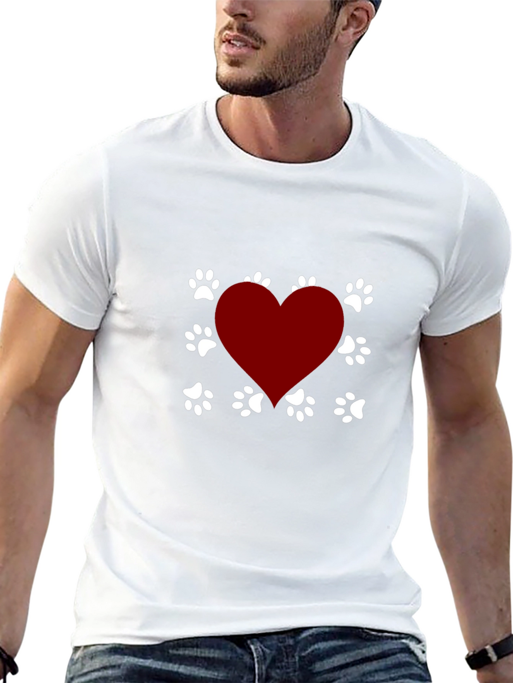 Dog Lover Heart Paw Print T-Shirt