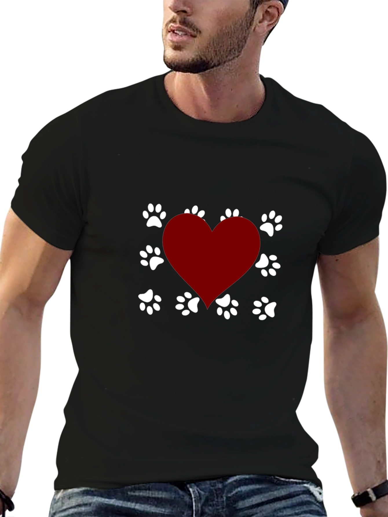 Dog Lover Heart Paw Print T-Shirt