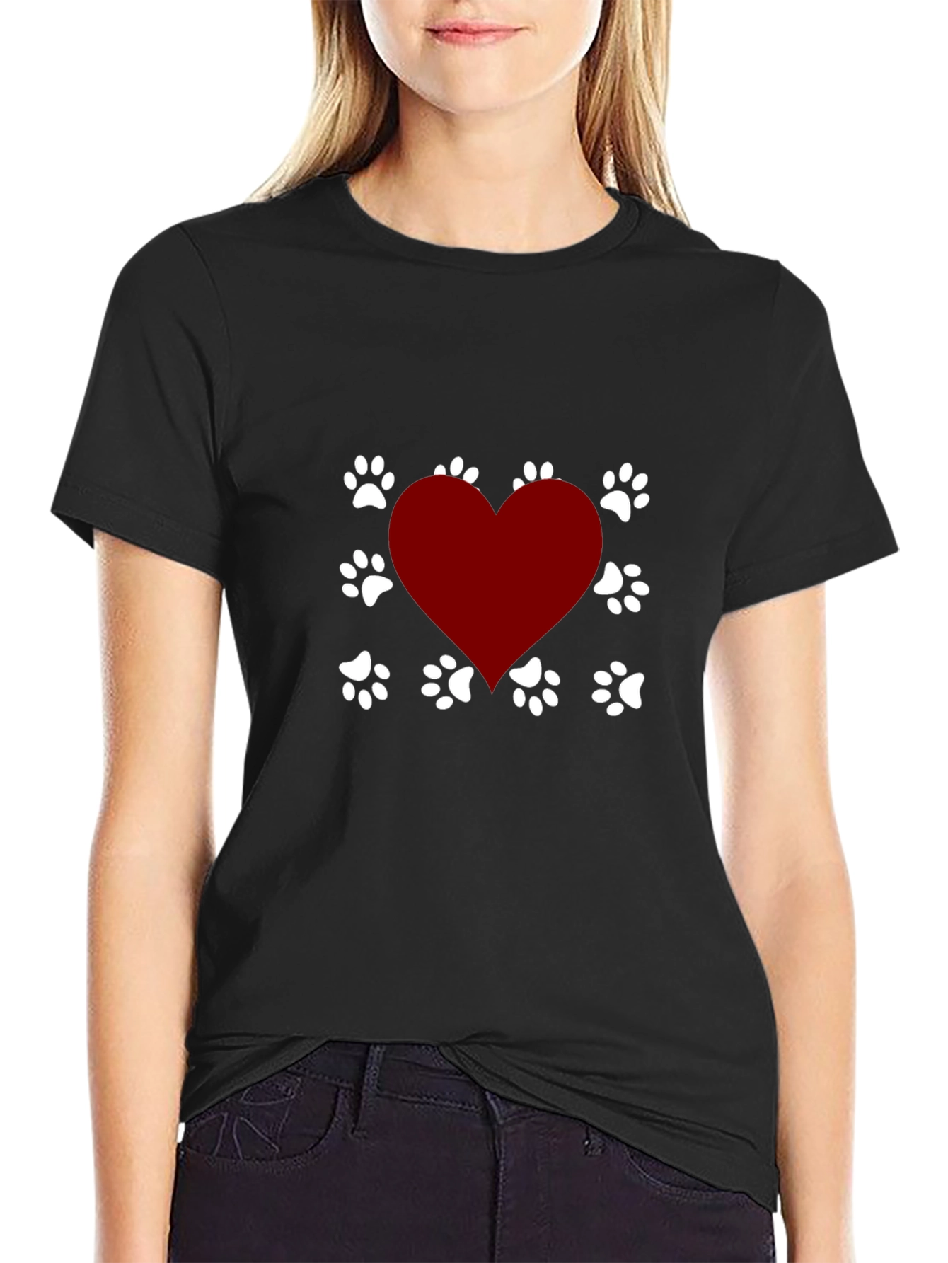 Dog Lover Heart Paw Print T-Shirt