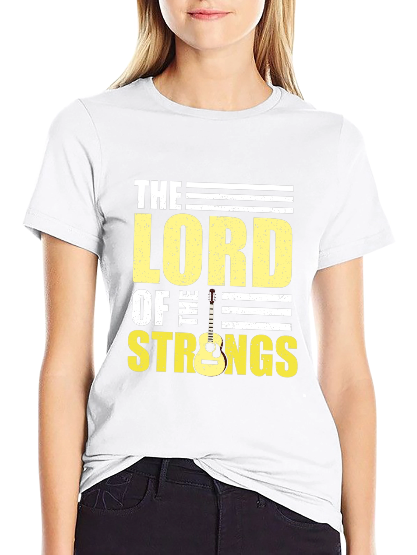 Lord of the Strings Black Graphic T-Shirt