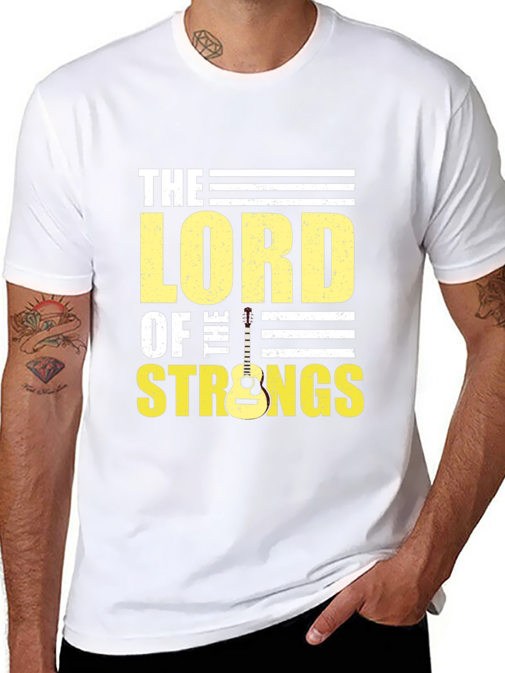 Lord of the Strings Black Graphic T-Shirt