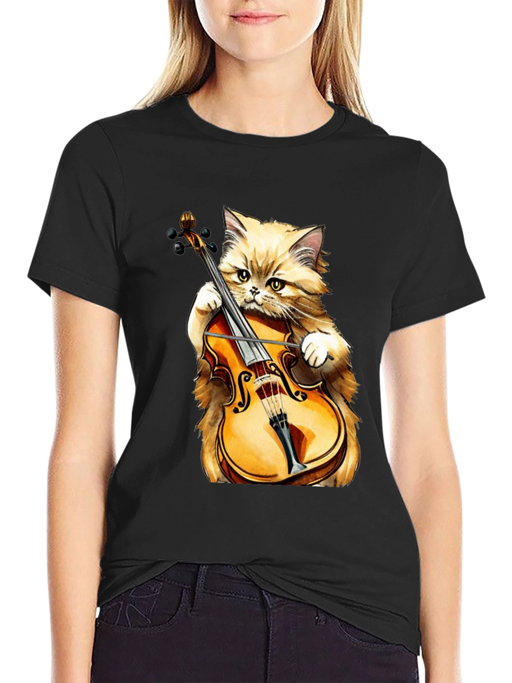 Cat Playing Violin T-Shirt - Funny Musician Tee