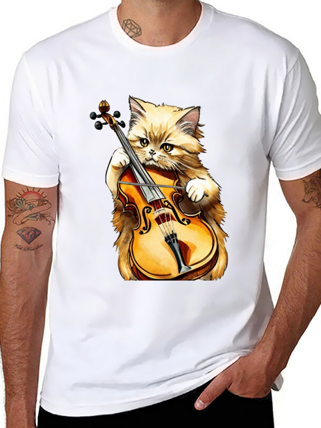 Cat Playing Violin T-Shirt - Funny Musician Tee
