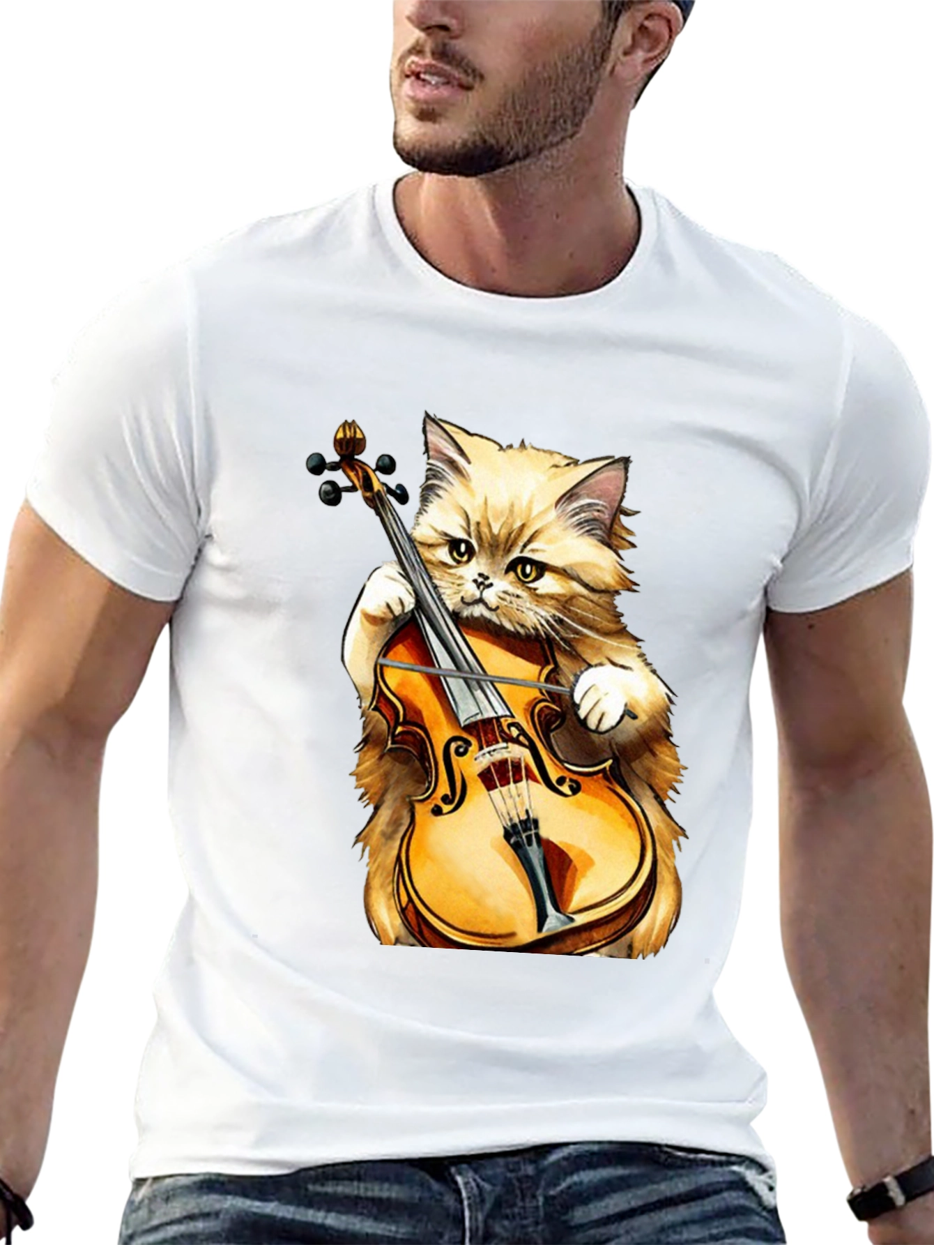 Cat Playing Violin T-Shirt - Funny Musician Tee