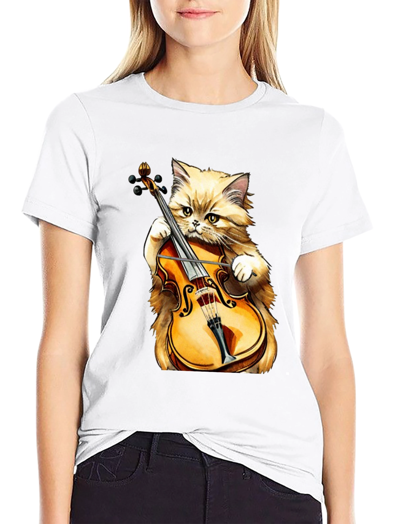 Cat Playing Violin T-Shirt - Funny Musician Tee