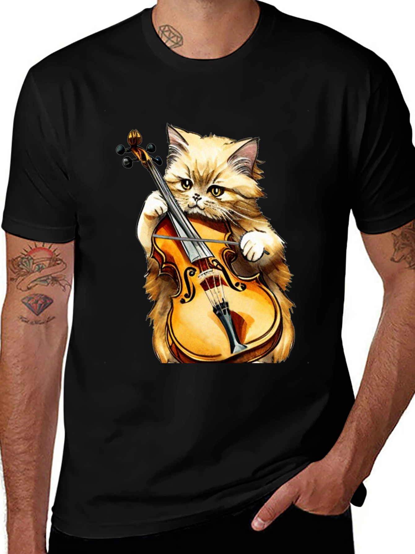 Cat Playing Violin T-Shirt - Funny Musician Tee