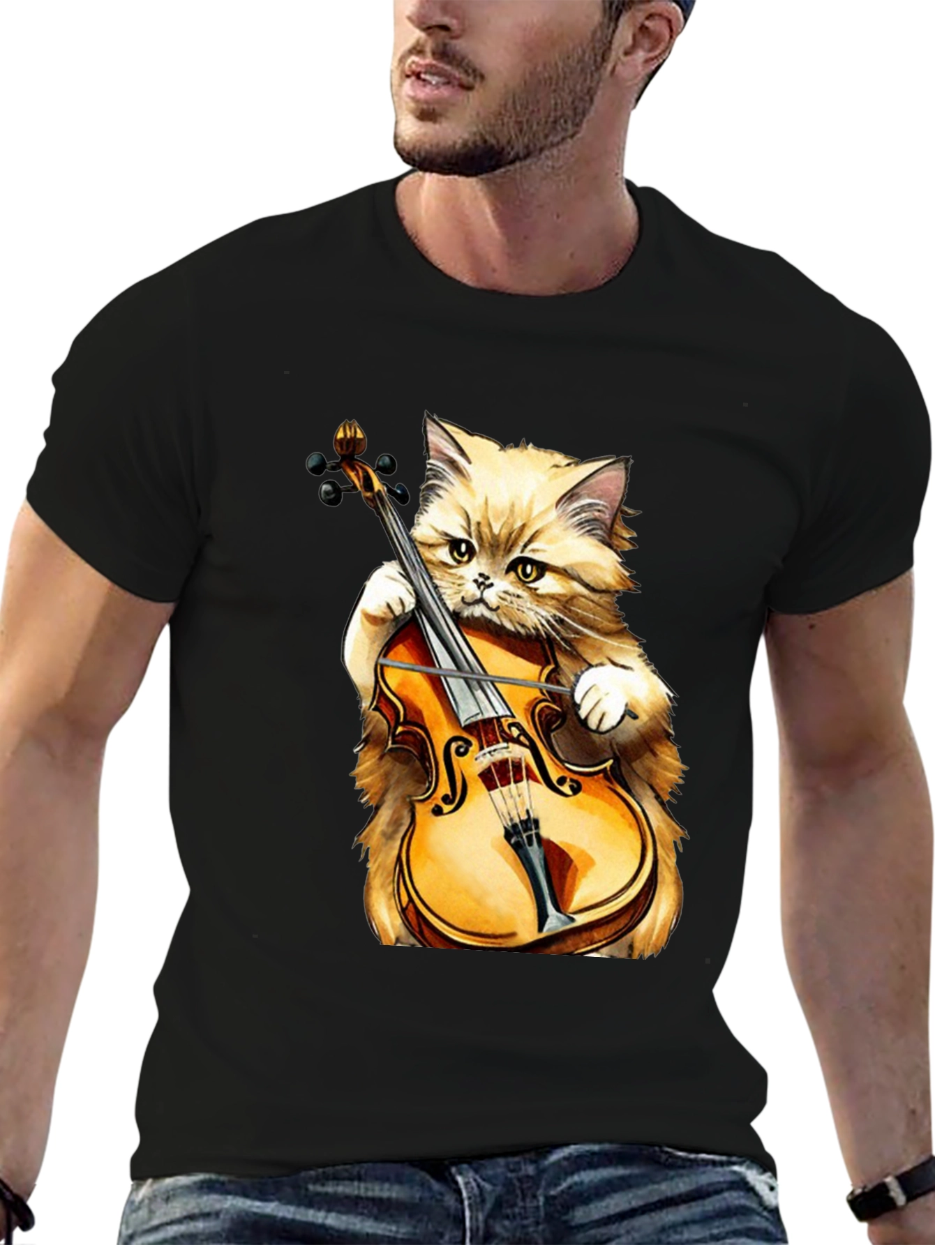 Cat Playing Violin T-Shirt - Funny Musician Tee