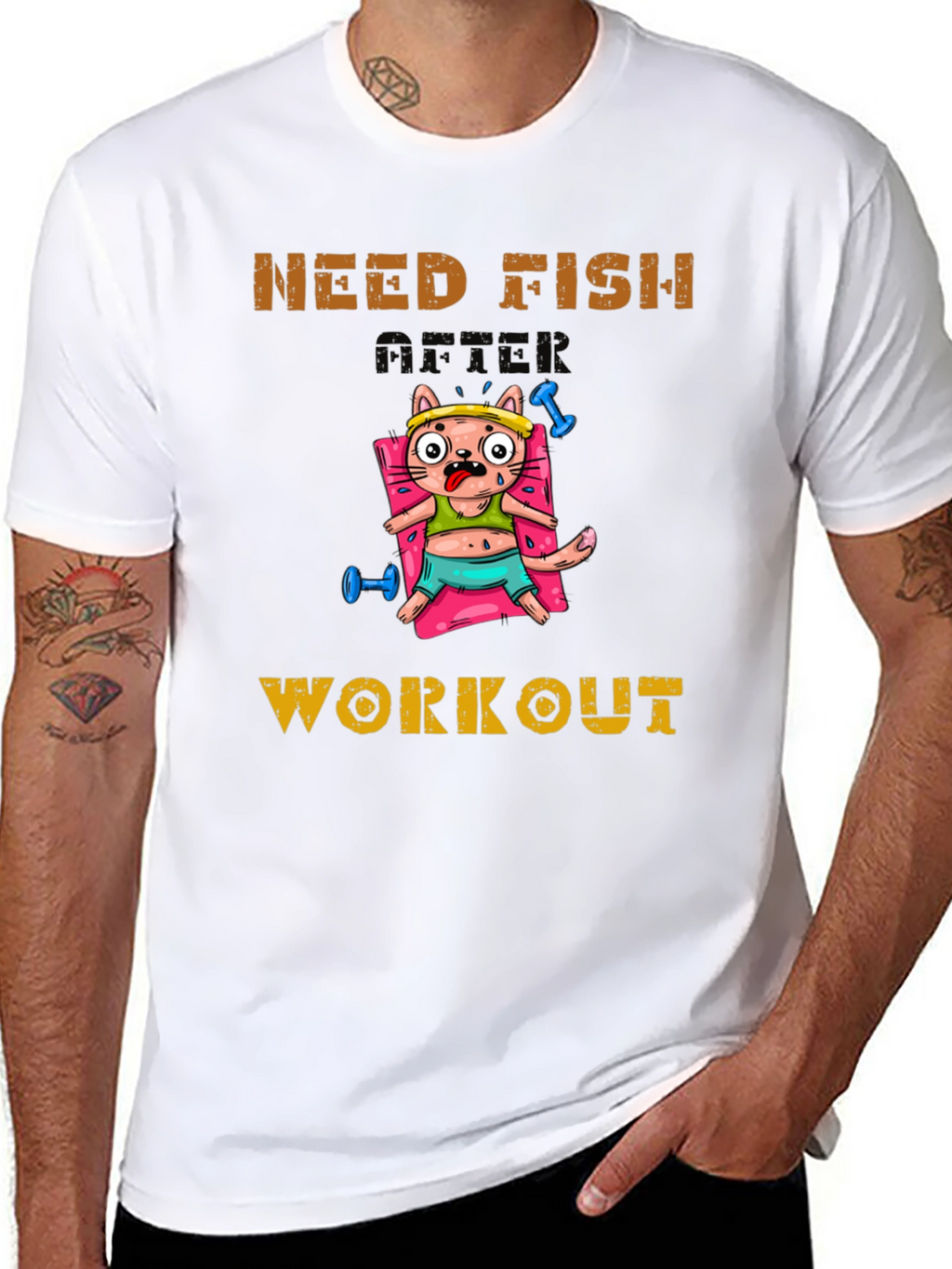 Need Fish After Workout Cat Graphic Tee