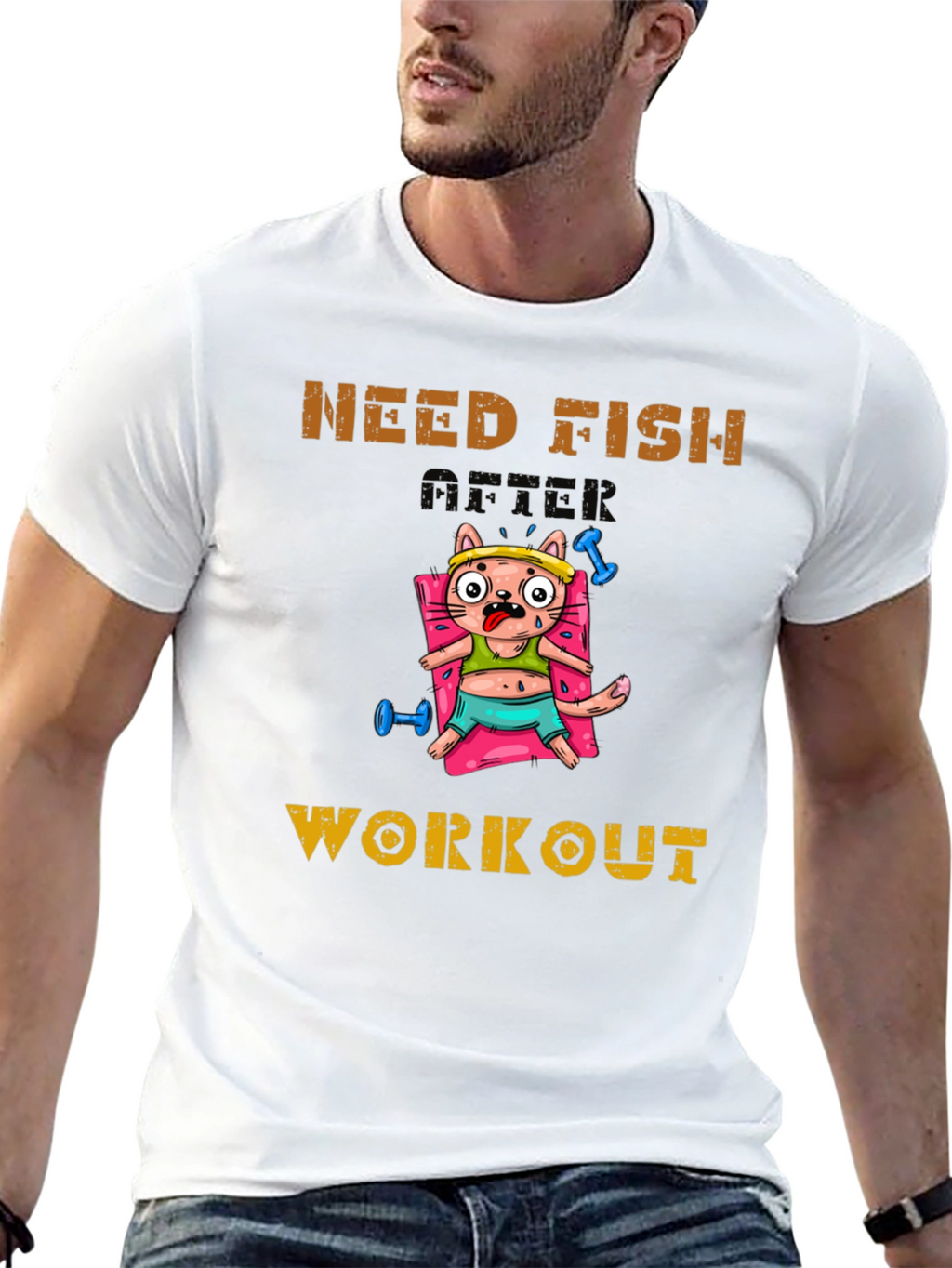 Need Fish After Workout Cat Graphic Tee