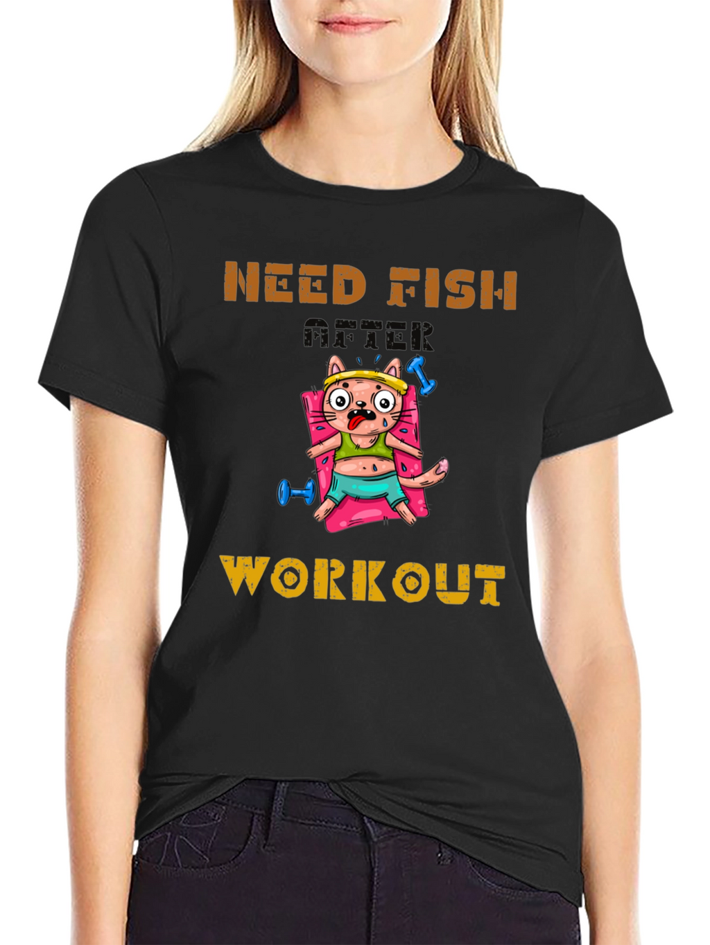 Need Fish After Workout Cat Graphic Tee