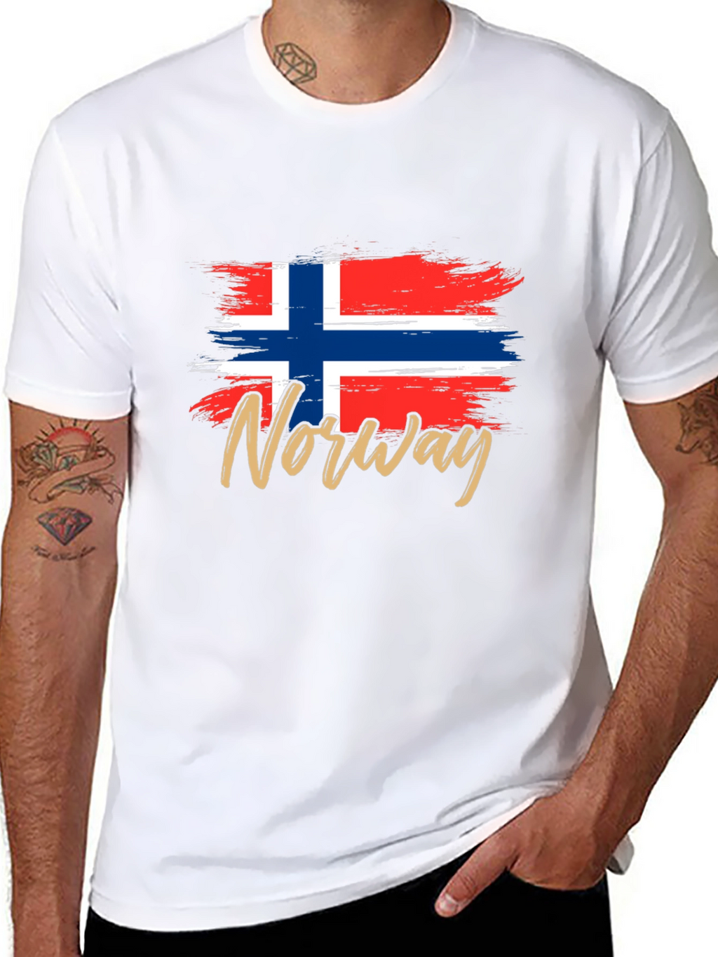 Norway Flag T-Shirt -  Brushstroke Design