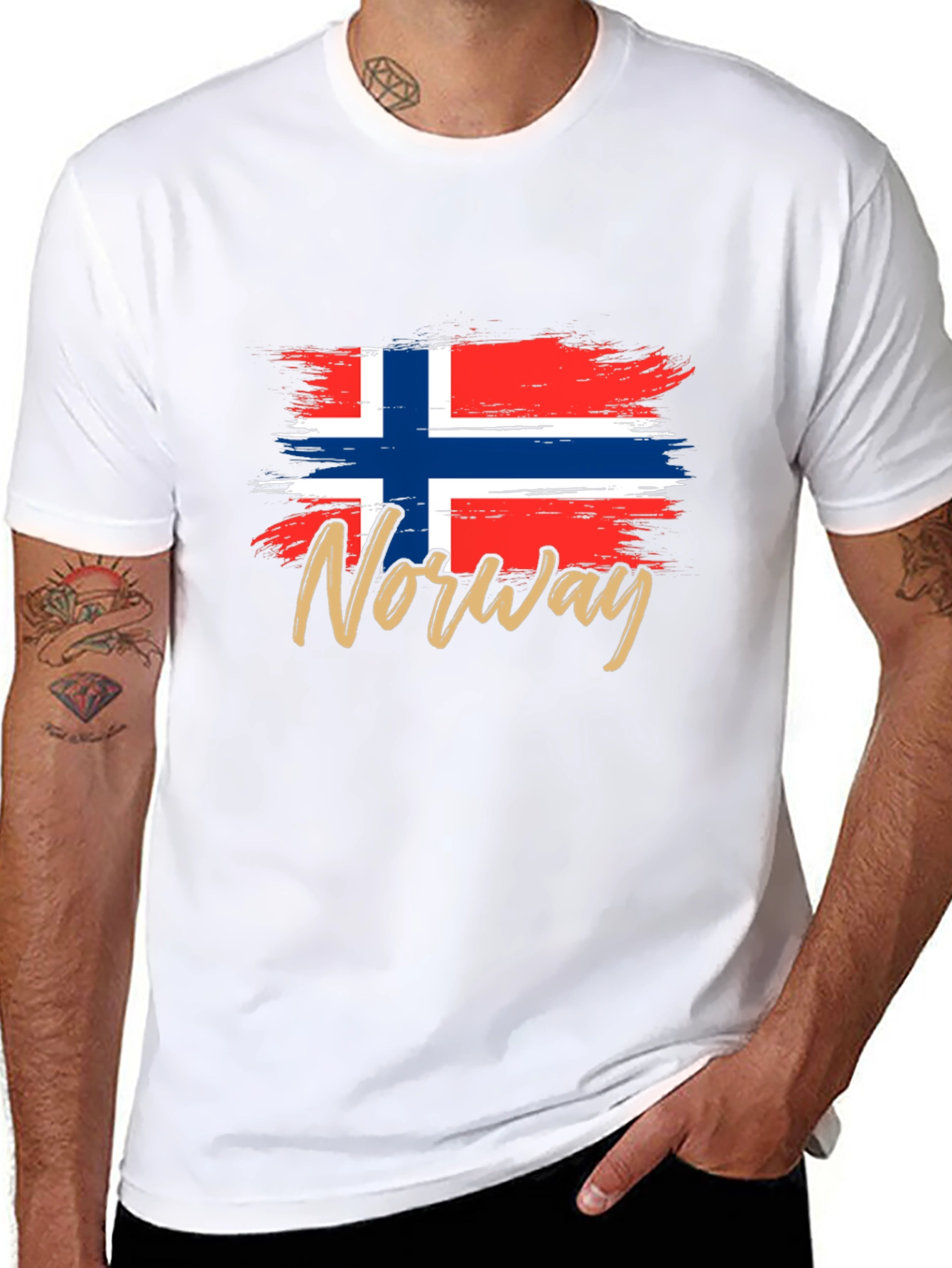 Norway Flag T-Shirt -  Brushstroke Design