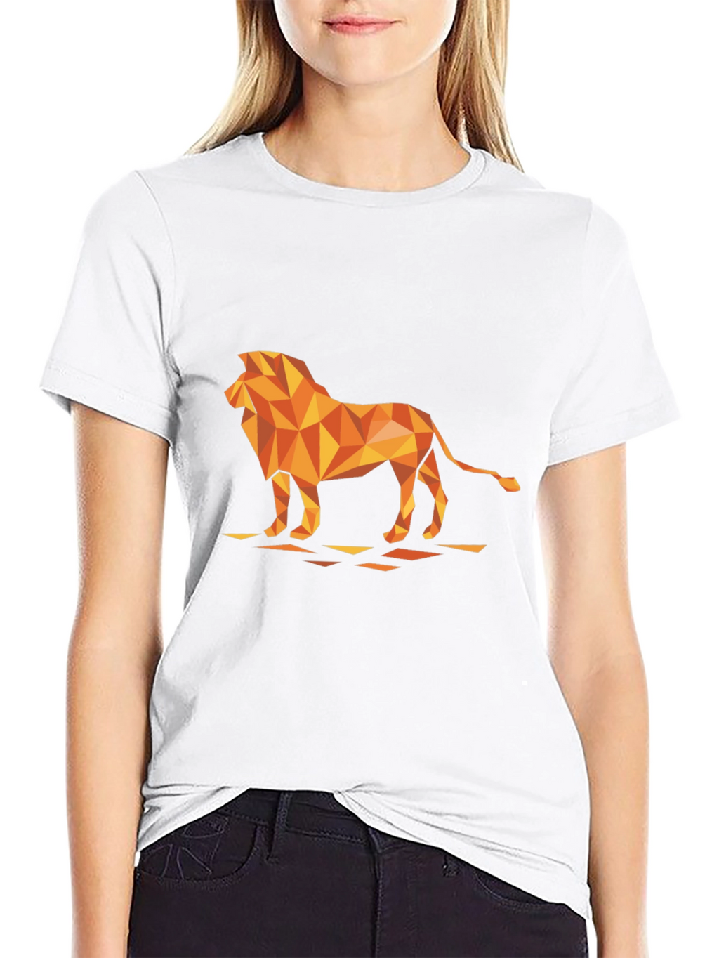 Geometric Lion Graphic Tee - Modern Black T-Shirt