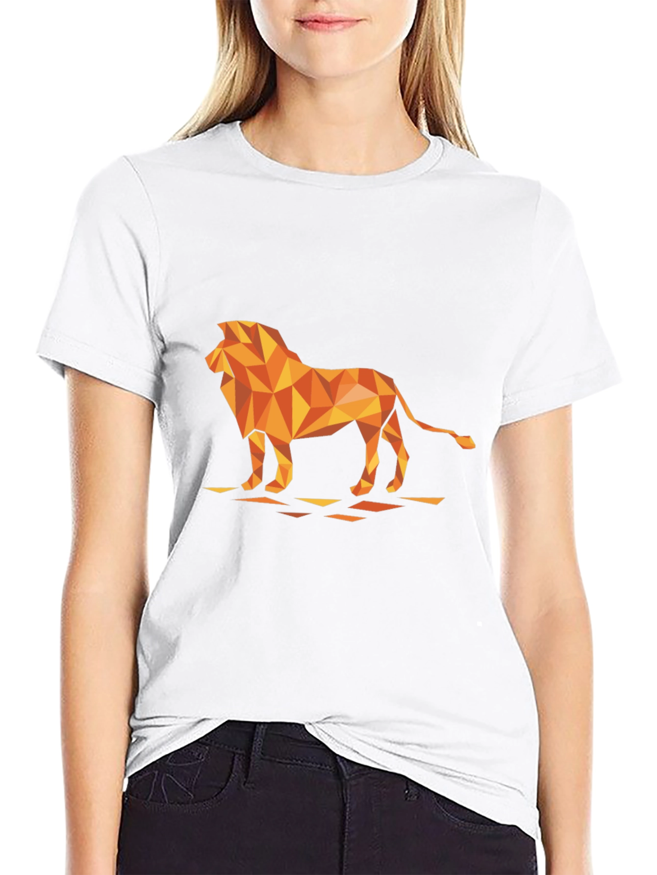 Geometric Lion Graphic Tee - Modern Black T-Shirt