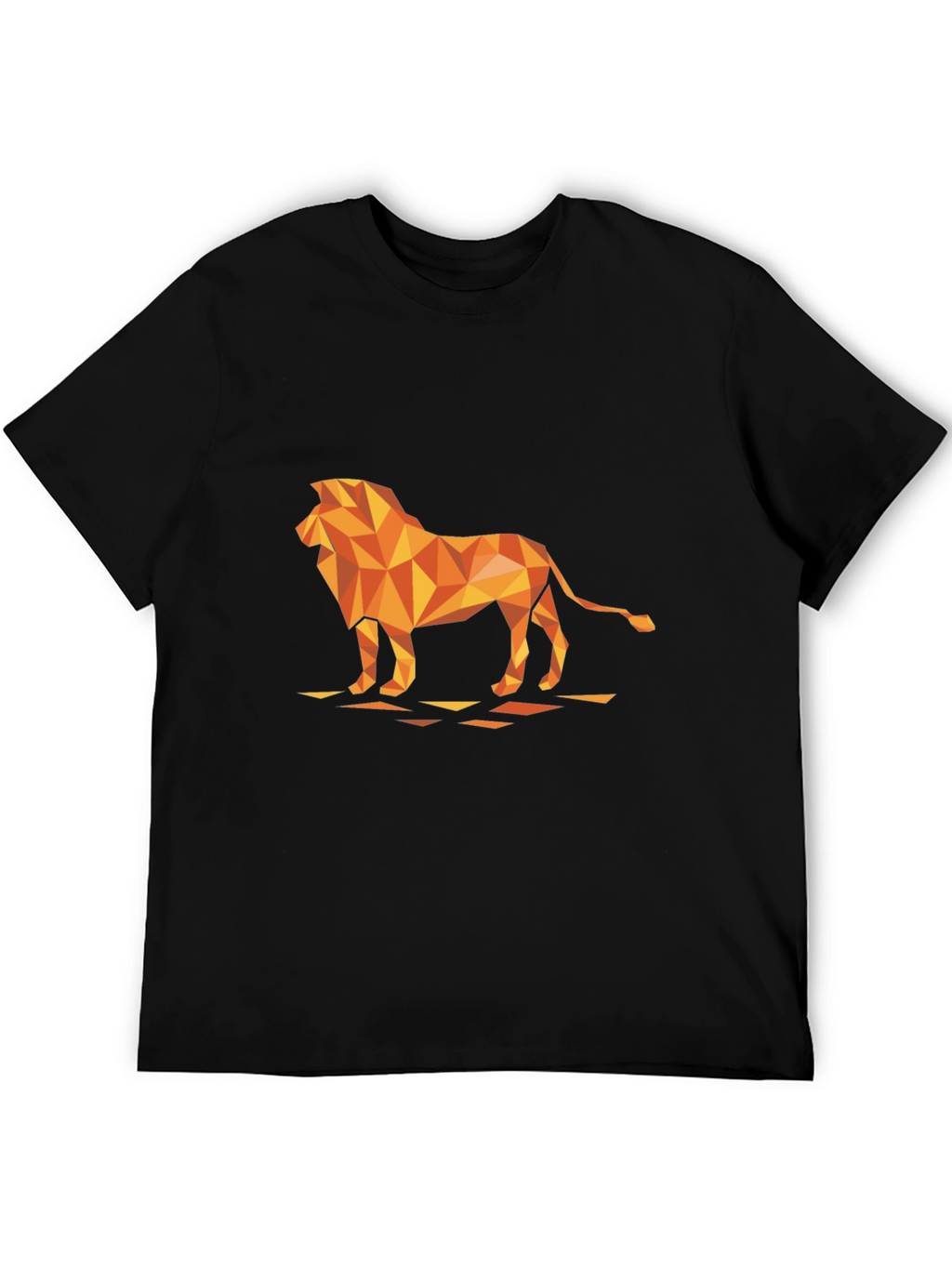 Geometric Lion Graphic Tee - Modern Black T-Shirt