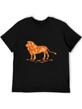 Geometric Lion Graphic Tee - Modern Black T-Shirt