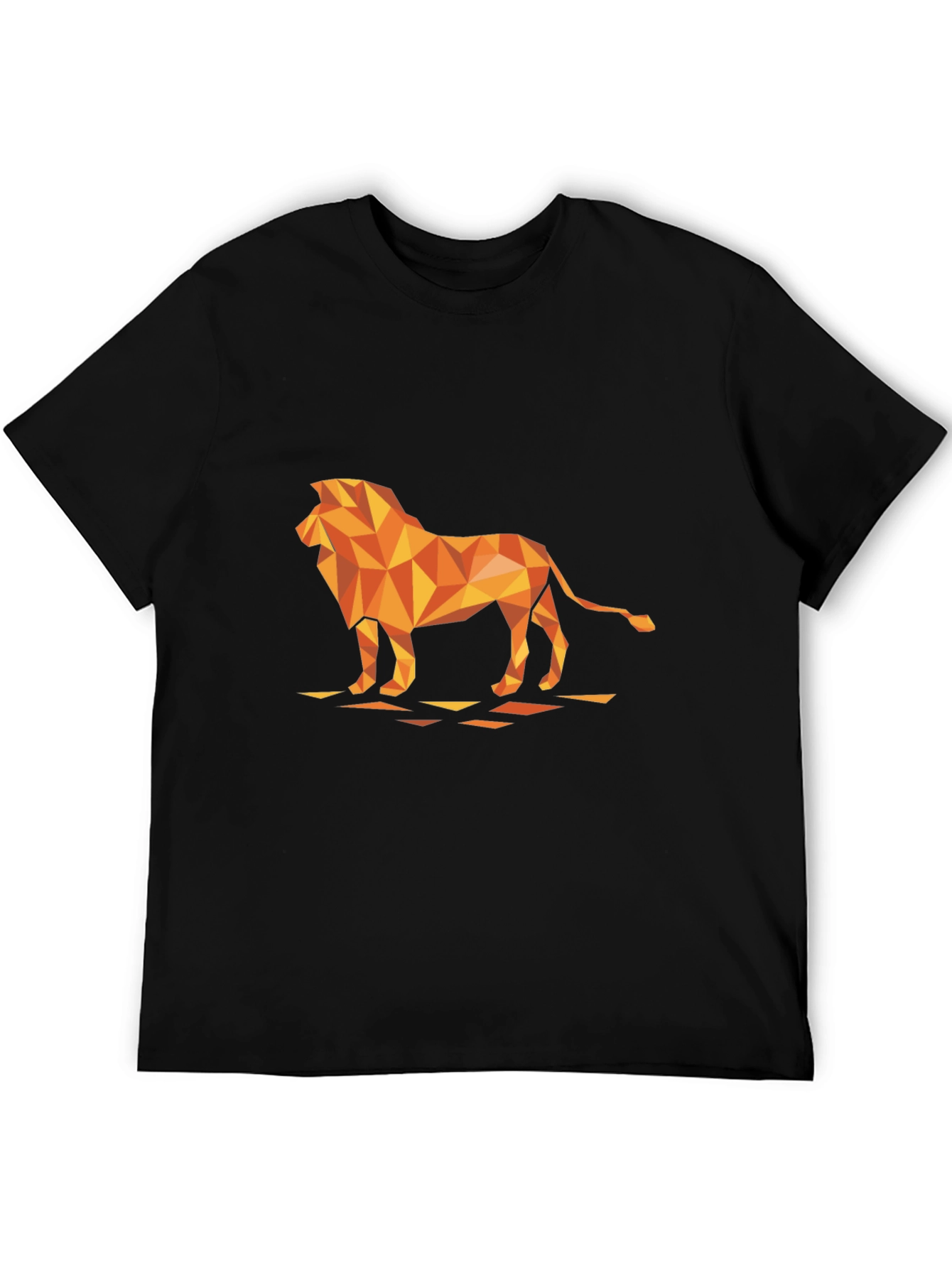 Geometric Lion Graphic Tee - Modern Black T-Shirt