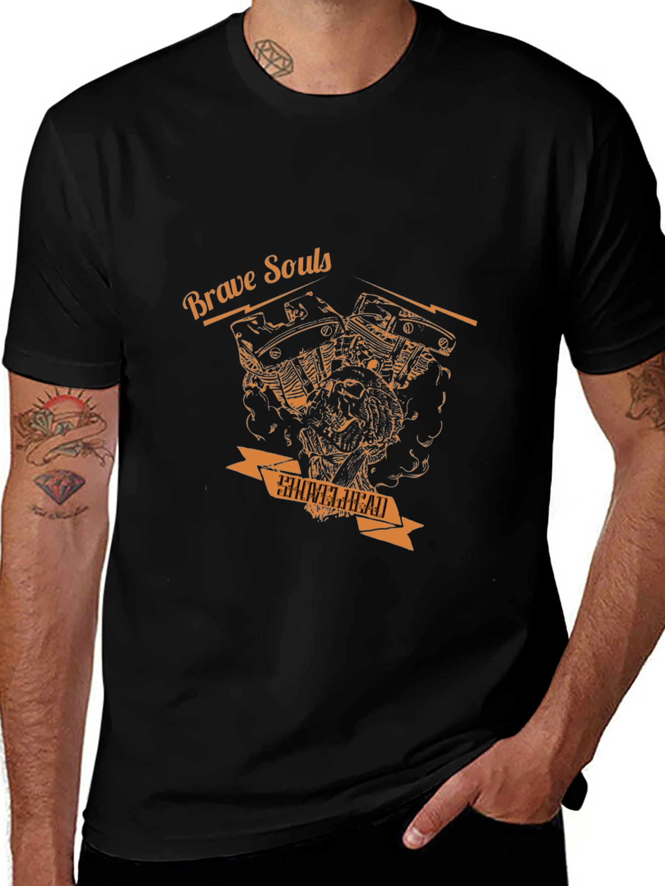 Brave Souls Shovelhead Motorcycle Graphic T-Shirt