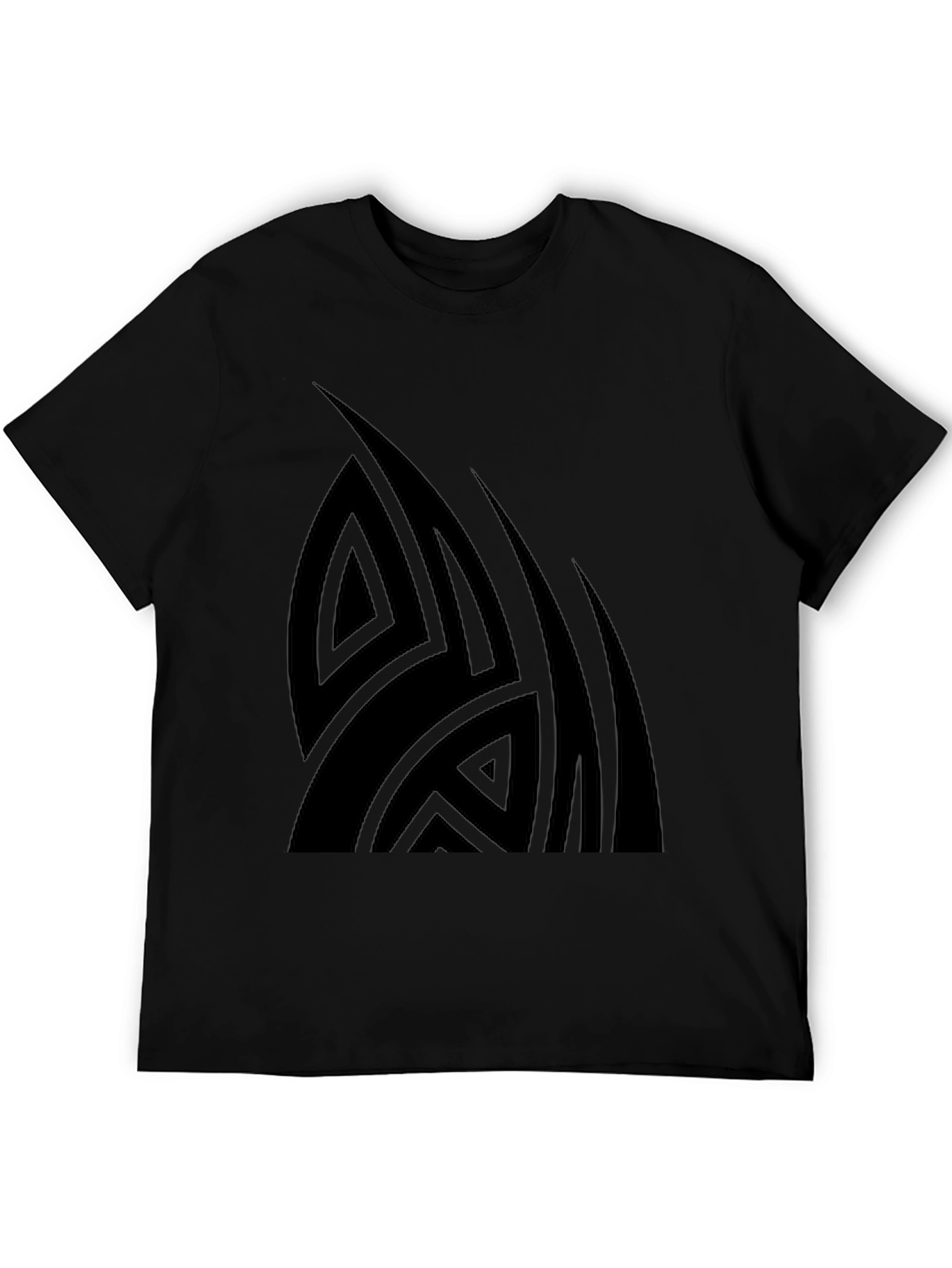 Black Tribal Design Graphic Tee - Modern Style