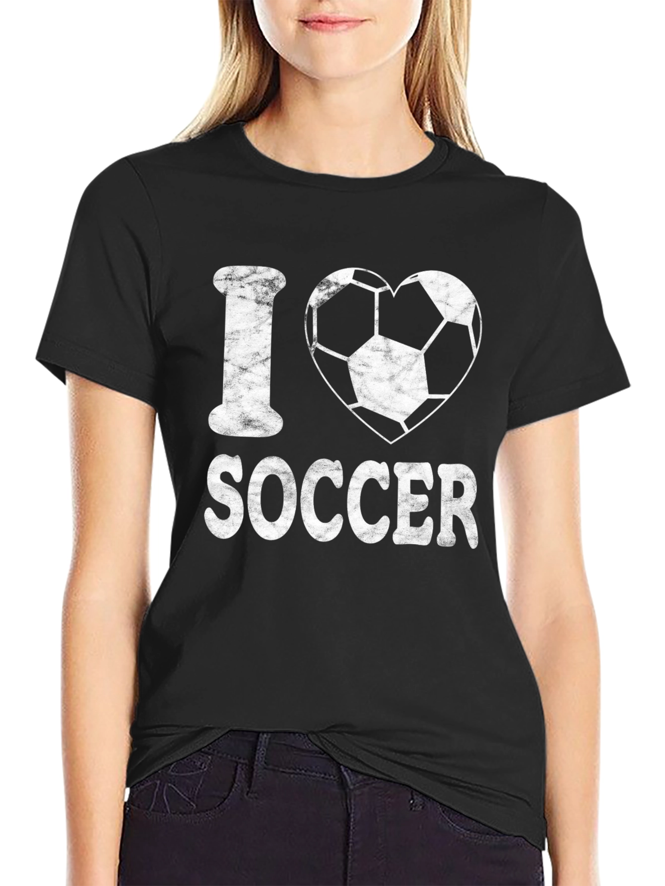 I Love Soccer T-Shirt - Black Graphic Print